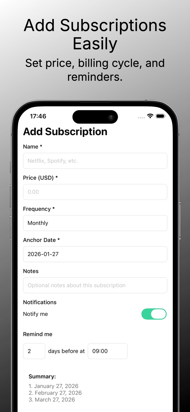 Add Subscription